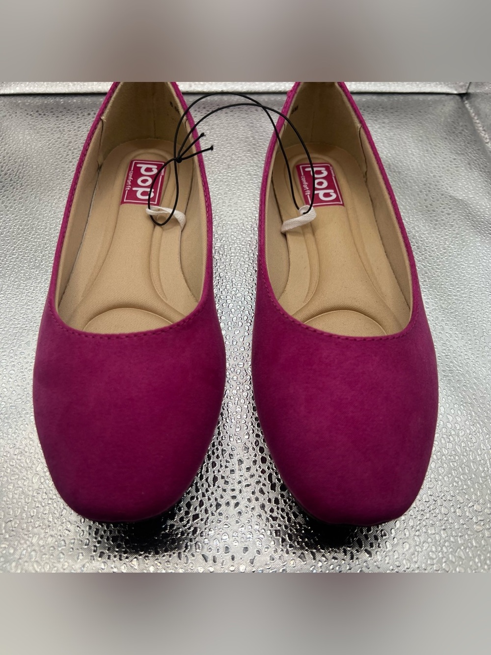 pop Fuchsia Suede-Look Women’s Ballet Flats